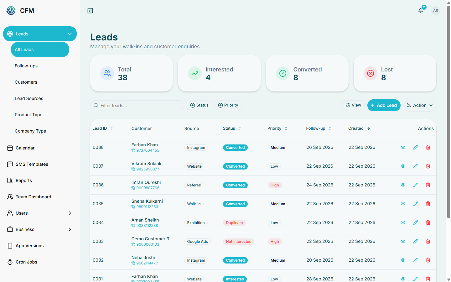 CFM — Lead pipeline